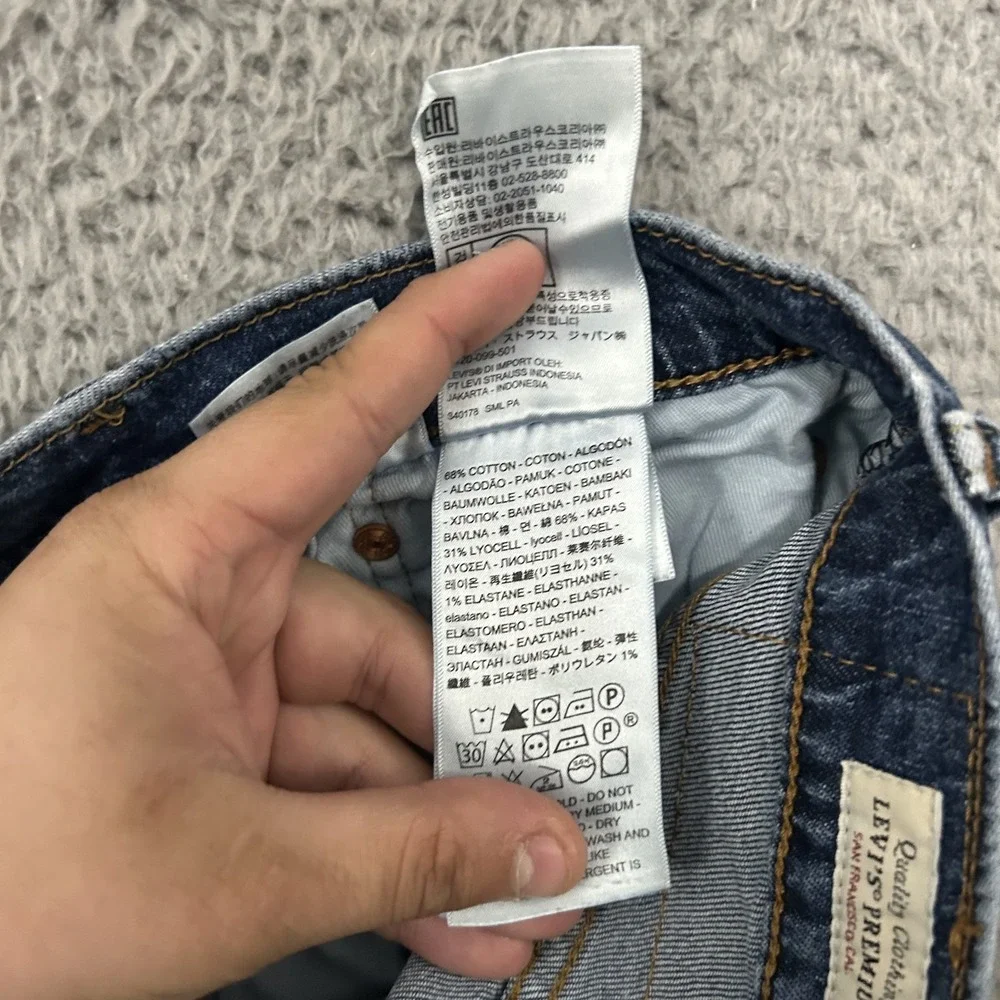 Levis Jeans Mens 34x32 Blue Denim 514 Slim Straight Medium Wash Premium Big E